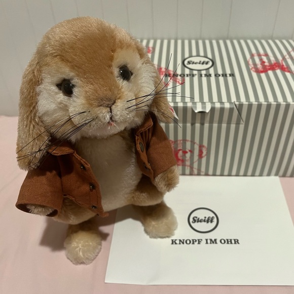 Steiff Peter Rabbit Brown Plush Rabbit with Jacket - Picture 1 of 5